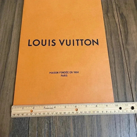 Authentic Louis Vuitton Orange Gift Box, Ribbon, 3” Name Card, and Bag Set - Picture 15 of 16